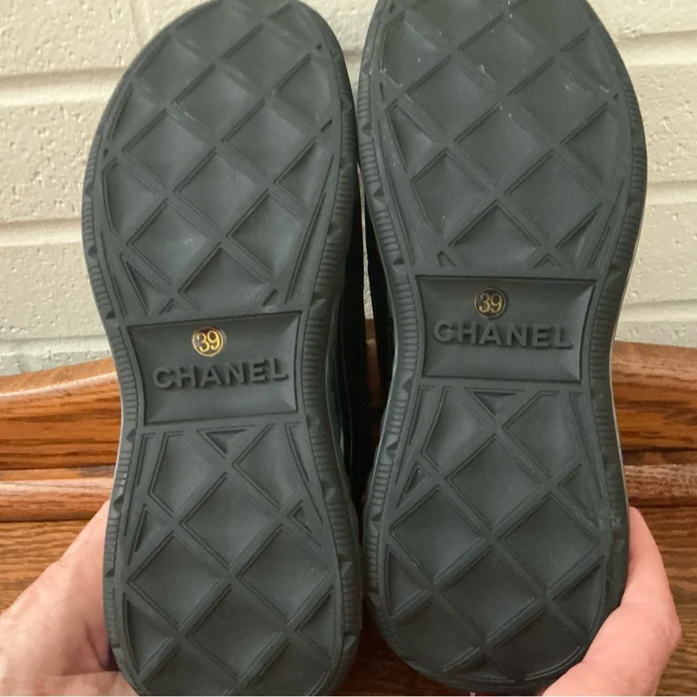 CHANEL Black Women’s Sneakers with Gold Logo